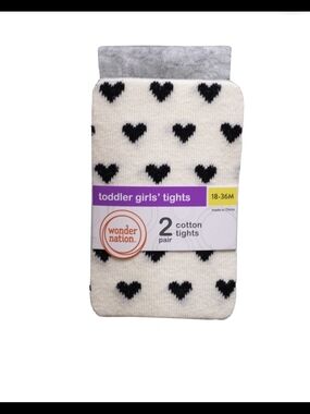 🌻 NWT Baby Girl Tights Set - Cream Heart & Heather Grey Cable Knit Size 6-18M